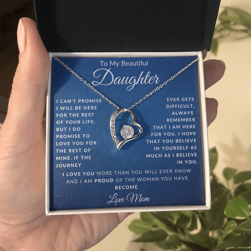 To My Beautiful Daughter Love Mom Forever Love Necklace