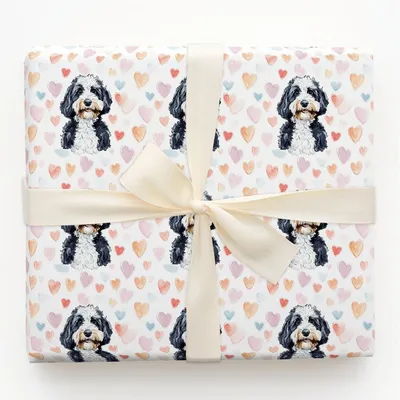 Bernedoodle Valentine - Gift Wrap for Christmas, Holidays Wrapping Paper, Christmas Wrapping Paper