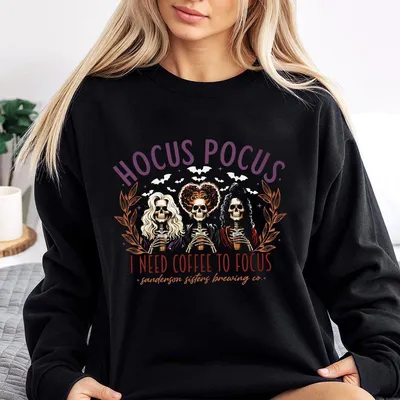 Hocus Pocus I Need To Focus Sweatshirt, Casual Outfit, Comfortable Menswear & Womenswear Top, Gifts For Halloween
