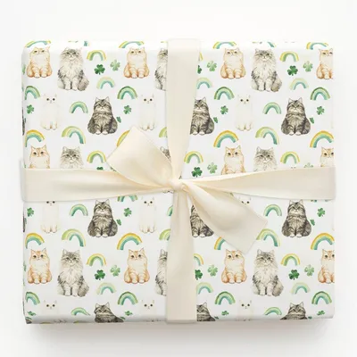 Rainbows with the Persian Longhair - Gift Wrap for Christmas, Holidays Wrapping Paper, Christmas Wrapping Paper