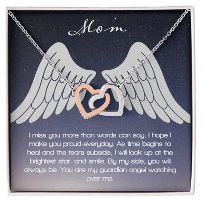 Guardian Angel - Mom Interlocking Hearts Necklace