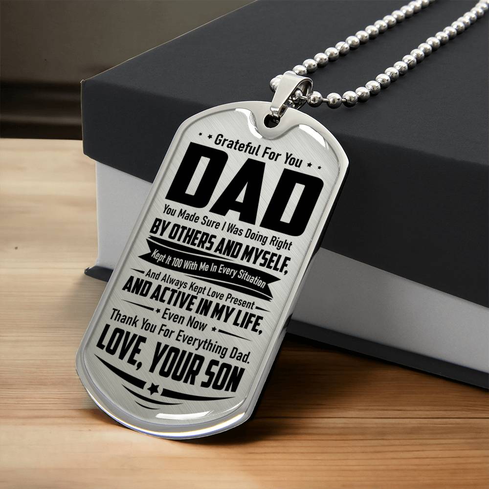 Grateful For You, Dad - Army Tag Necklace, Dog Tag