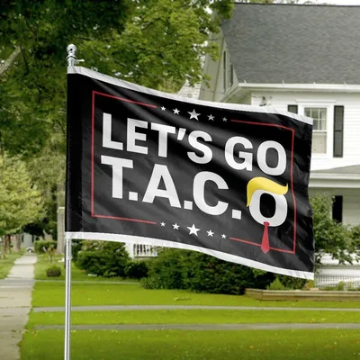 Let'S Go Taco House Flag, Political Humor Hairstyle Tie Black Background Decor Horizontal House Flag