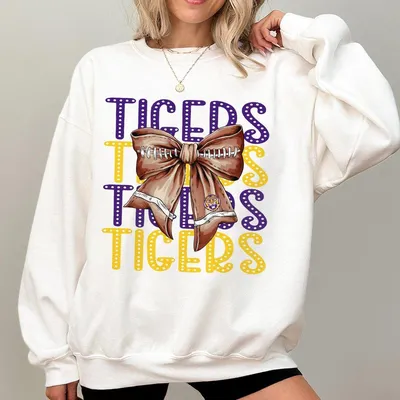Geaux Tigers Sweatshirt Lsu Sweatshirt Lsu Football Sweatshirt Football Coquette Sweatshirt Football Sweatshirt Fall Football Sweatshirt