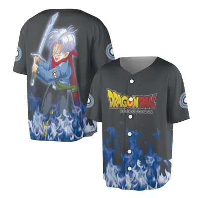 Future Trunks Blue Fire Jersey, Dragon Ball Z Anime Sword Art, Manga Cartoon Baseball Baseball Jersey