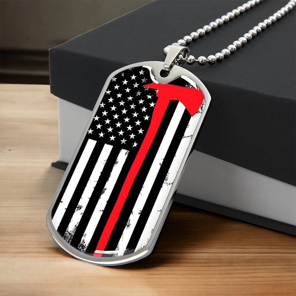 The Thin Red Line Firefighter Dog Tag Pendant Necklace Gifts Engraved Fireman's Dog Tag Engraved Firefighter Dog Tag - Army Tag Necklace, Dog Tag