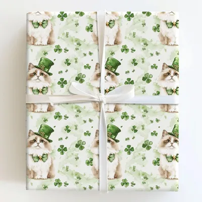 Leprechaun Ragdoll - Gift Wrap for Christmas, Holidays Wrapping Paper, Christmas Wrapping Paper