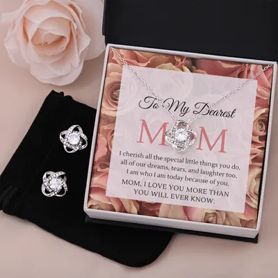 Mom I Love You More Than You Will Ever Know Mother's Day CZ Pendant Necklace (with FREE EARRINGS SET, this design only)