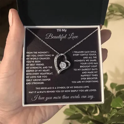 To My Beautiful Love - With Every Heartbeat - Forever Love Necklace