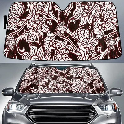 Tone Of Brown Vintage Flower Pattern Illustration Theme Car Sun Shades Cover Auto Windshield PrintSyde