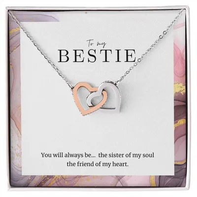 To My Bestie Interlocked Heart Necklace Interlocking Hearts Necklace