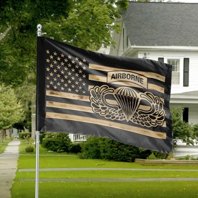 Airborne Parachutist House Flag, Patriotic Military Tribute For U.S. Army Veterans Horizontal House Flag