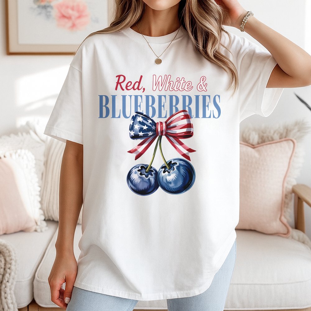 Red White And Blueberries T-Shirt T-Shirt T-Shirt Blueberry Inspired Memorial Freedom T-Shirt