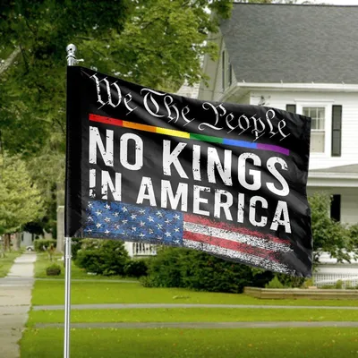 Horizontal House Flag, No Kings In America Lgbtq+ Pride & Grunge Us Flag Political Horizontal House Flag