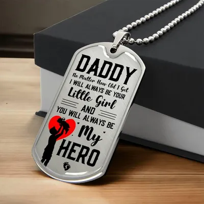 Dad My Hero From Daughter Military Necklace Father's Day Gift, Gift For Fathers Day, Bonus Dad Gift, Gift Ideas, Birthday - Army Tag Necklace, Dog Tag