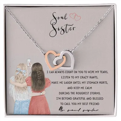Soul Sister - Joined Hearts Necklace Interlocking Hearts Necklace