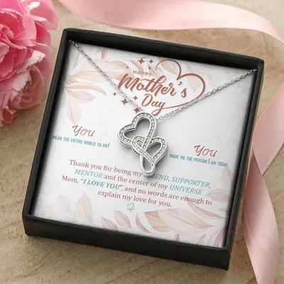 Mom Thanks For Being My Friend Mentor And Supporter -  Double Hearts Necklace