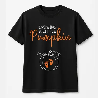 Growing A Little Pumpkin T-Shirt Fall Maternity Pregnancy Thanksgiving T-Shirt Fall Pregnancy Announcement Gif