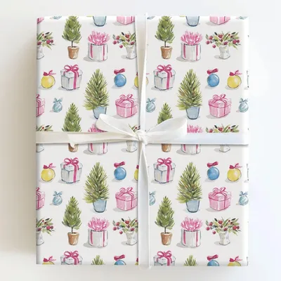 Trimmed and Tied - Gift Wrap for Christmas, Holidays Wrapping Paper, Christmas Wrapping Paper