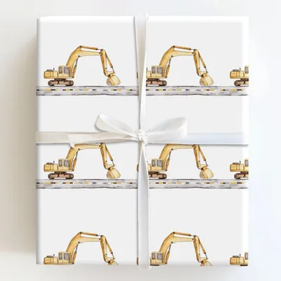 Excavator Extra - Gift Wrap for Christmas, Holidays Wrapping Paper, Christmas Wrapping Paper