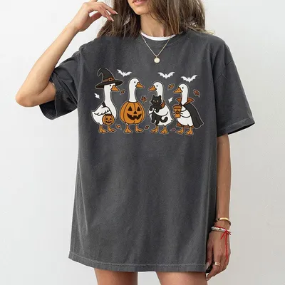 Silly Goose Halloween Youth T-shirt – Funny Ghost Goose Pumpkin Costume Graphic Tee