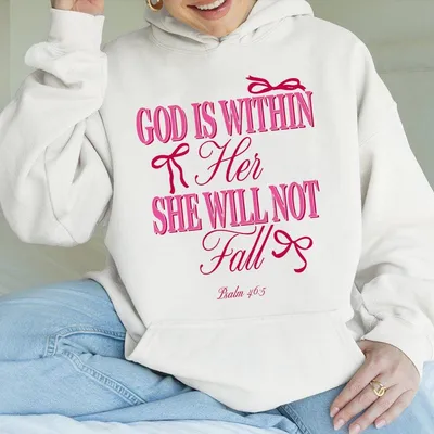 Unisex Christian Hoodie, God Is Within Her She Will Not Fall Hoodie, Vintage I Love Jesus Hoodie