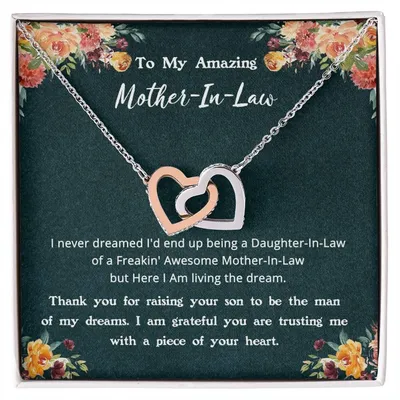 Gift For Mother-In-Law - Living The Dream - Interlocking Interlocking Hearts Necklace