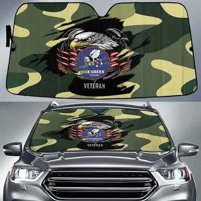 Bald Eagle American Flag Classic Green Camo Cow Pattern Printed Car Sun Shades Cover Auto Windshield PrintSyde