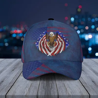 Baseball Cap Patriotic Eagle American Flag Distressed Dark Blue Vintage Hat Baseball Cap