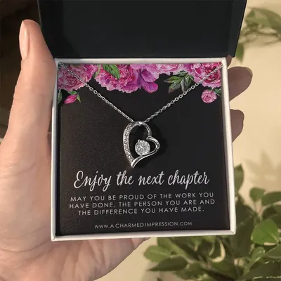 Retirement Gifts For Women, Enjoy The Next Chapter New Job Forever Love Necklace
