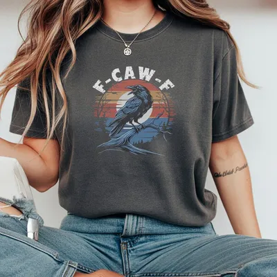 Vintage Black Bird F Caw F T-Shirt Black Crow Fcawf Soft T-Shirt Casual Graphic Top For Daily Wear