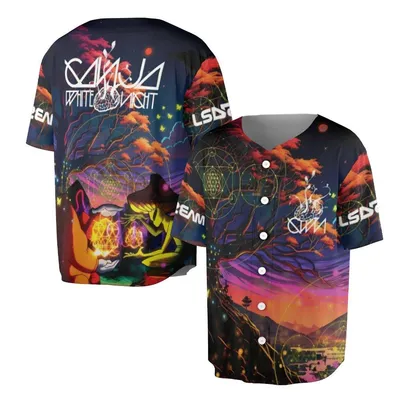 Baseball Jersey, Lsdream Psychedelic Graphic Baseball Jersey, Edm Festival Rave Art, Multi-Color Forest