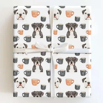 Coffee Day with the Pitbull - Gift Wrap for Christmas, Holidays Wrapping Paper, Christmas Wrapping Paper