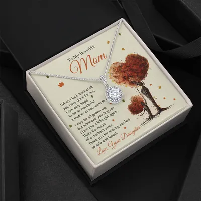 To My Beautiful Mom Necklace, Present for Mom from Daughter, Mom Birthday Jewelry Gift, Mother's Day Gift, Message Card for Mom