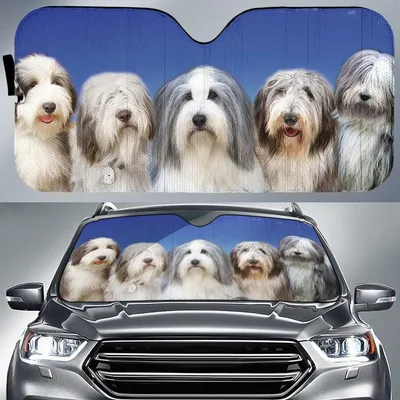 Lovely Face Of Beardie Collie Printed Car Sun Shade Cover Auto Windshield PrintSyde