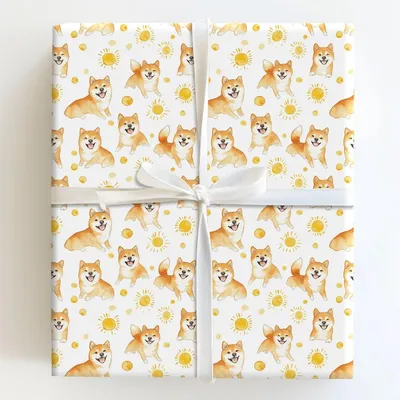 Sunny Day with the Shiba Inus - Gift Wrap for Christmas, Holidays Wrapping Paper, Christmas Wrapping Paper