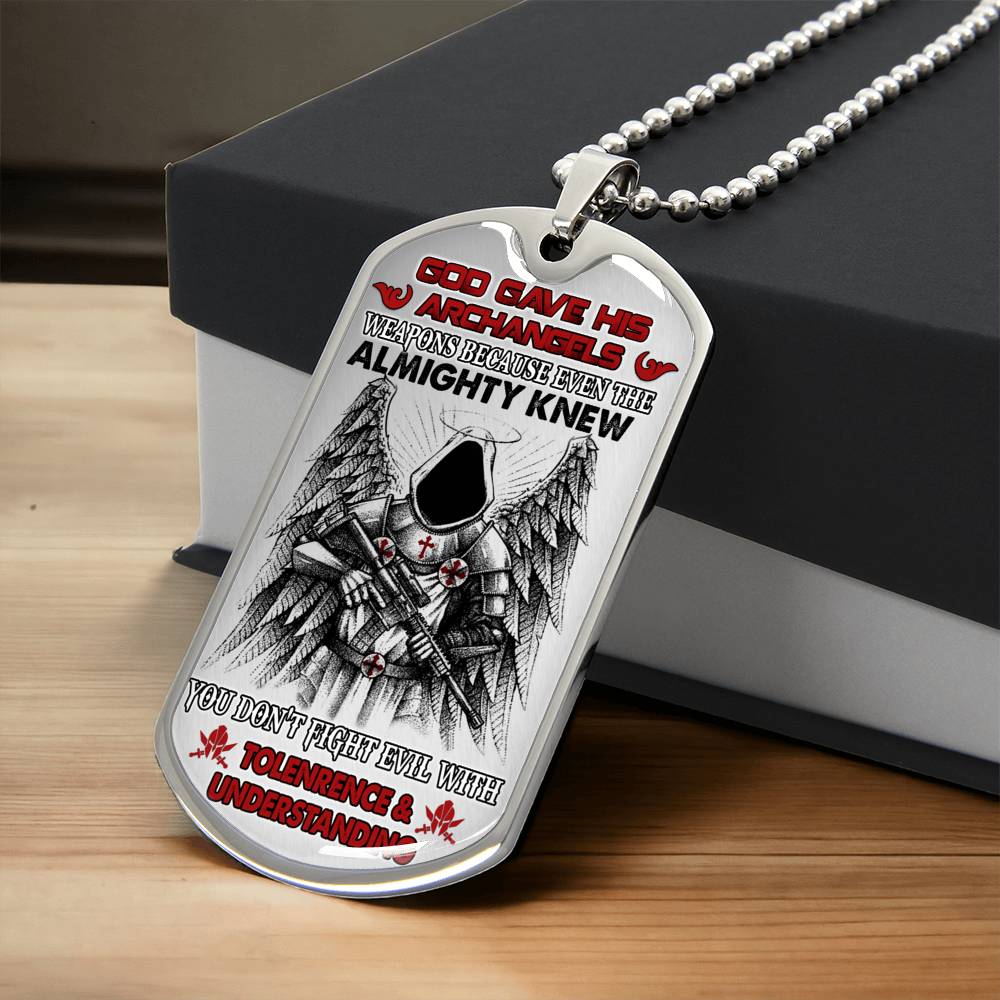 God Gave His Archangels - Luxury Military Necklace - Army Tag Necklace, Dog Tag