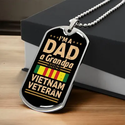 Vietnam Veteran Grandpa - Army Tag Necklace, Dog Tag
