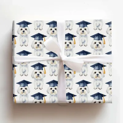 Maltese Graduate - Gift Wrap for Christmas, Holidays Wrapping Paper, Christmas Wrapping Paper