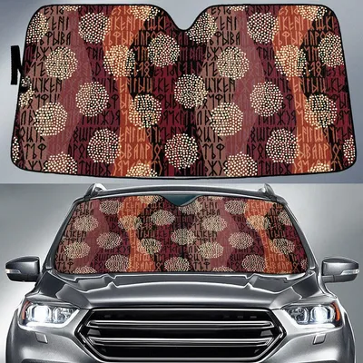 Yellow Circle Flower Alphabet Letters Pattern Brown Car Sun Shades Cover Auto Windshield PrintSyde