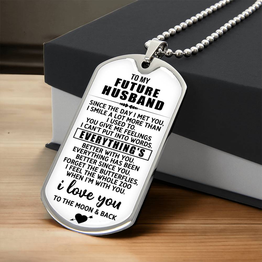 To My Future Husband Necklace. Future Husband Gift. Future Husband Jewelry. Gift For Groom. Fiancé Gift. Husband-To-Be Gift - Army Tag Necklace, Dog Tag