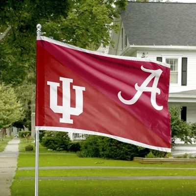 House Divided Horizontal Flag, Indiana Hoosiers, Alabama Crimson Tide, College Football Rivalry, Red Game Day Banner Horizontal House Flag