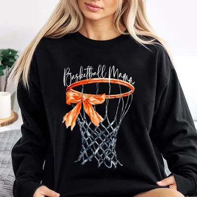 Basketball Graphic Ball Hoop Watercolor Sweatshirt Basketball Mama High School Sports Sweatshirt