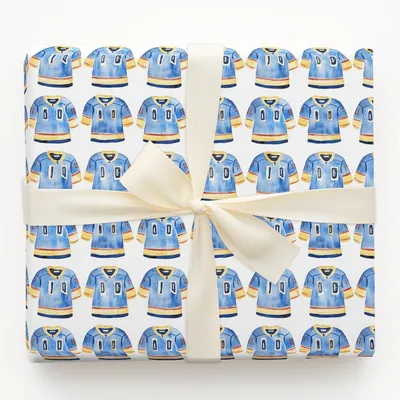 Penalty Box Blue - Gift Wrap for Christmas, Holidays Wrapping Paper, Christmas Wrapping Paper