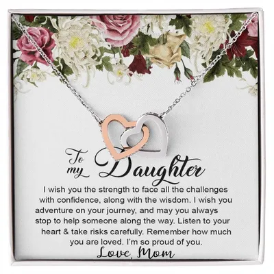 To My Daughter Necklace Gift Gift For Daughter From Mom Mother Daughter Interlocking Hearts Necklace Birthday Christmas Gift
