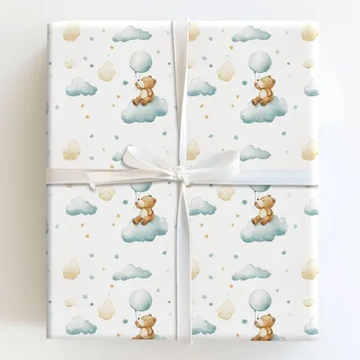 Bearly Floating - Gift Wrap for Christmas, Holidays Wrapping Paper, Christmas Wrapping Paper