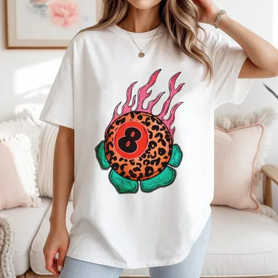 Funky Leopard Flamina Ball T-Shirt Vintage T-Shirt Western Outfit Women Cowgirl Outfits Western Clothing