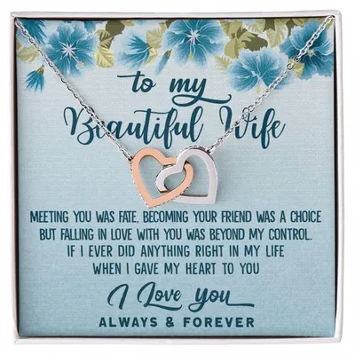 To My Beautiful Wife Meeting You Was Fate Interlocking Hearts Necklace