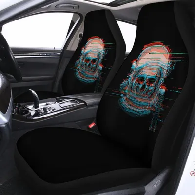 Digital Glitch Astronaut Skull Print Universal Fit Car Seat Covers