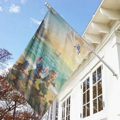 Lilo And Stitch Character Garden Yard Flag, House Flag Decoration Vertical House Flag